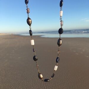 VTG Silpada Retired Sterling Silver Beaded Pearl and Gemstone Necklace